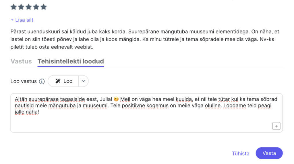 Tehisintellekti loodud tagsiside